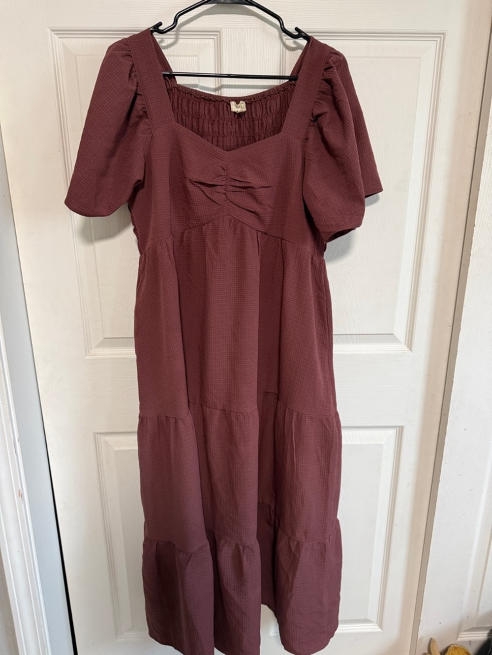 Roolee Square Neck Tiered Maxi Dress in Dusty Mauve